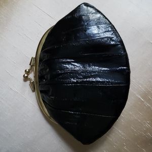 🔥HP🔥VTG handmade eelskin double coin purse, black